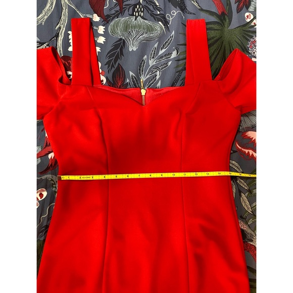 Bisou-Bisou Red Midi Body-con Cocktail Dress Size 10 - Picture 7 of 10